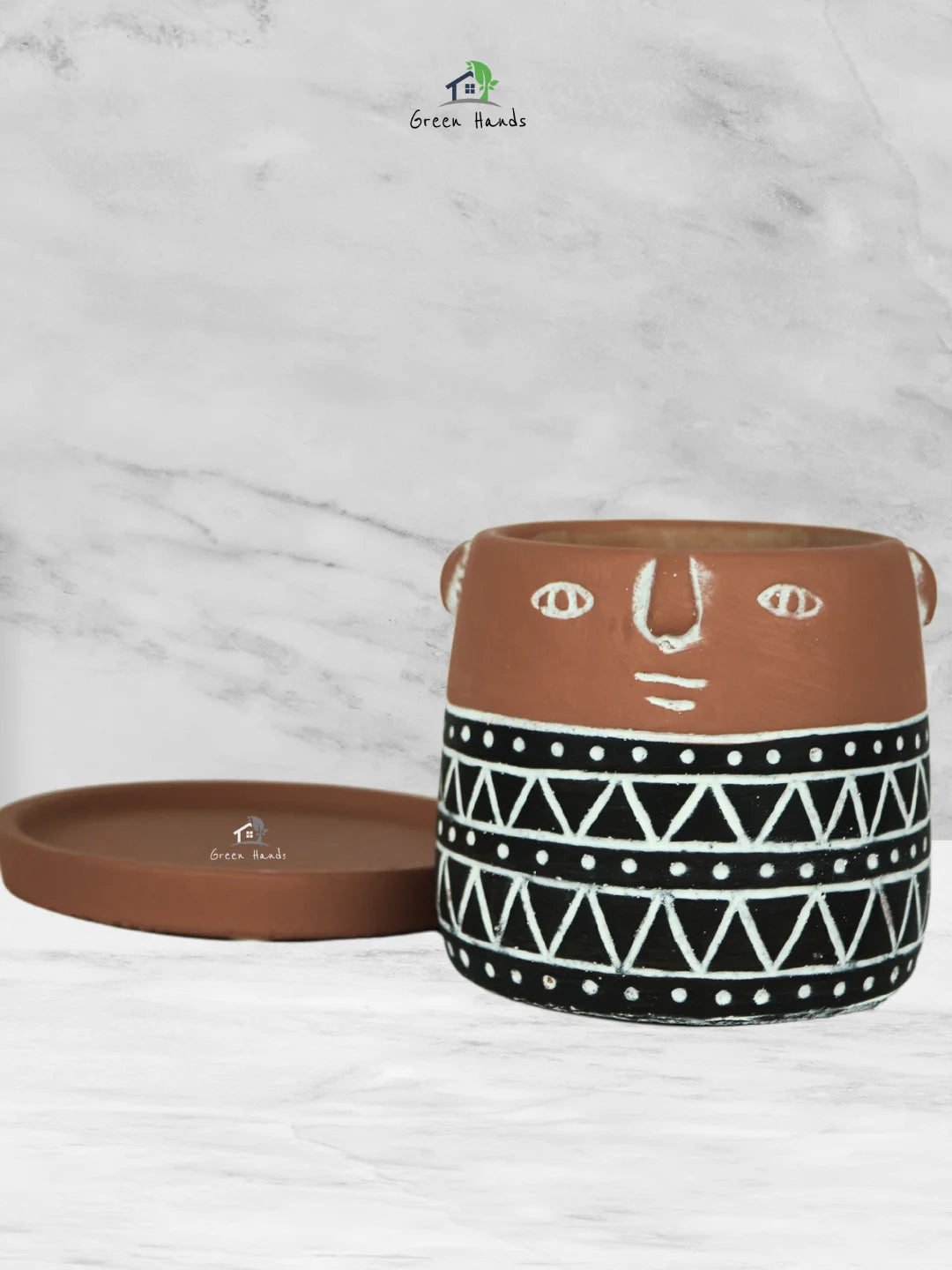 Artistic Abstract Tribal Face Pots: Add Elegance to Your Greens
