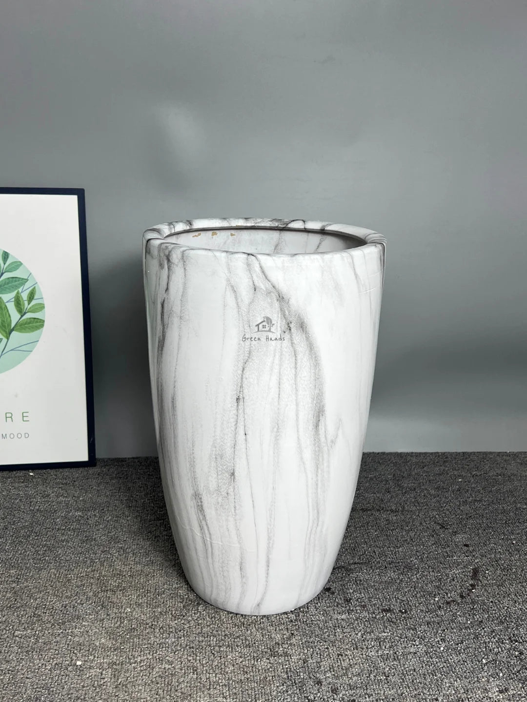 large marble plant pot indoor Premium Marble Grey Ceramic Pots: Tall Elegance in UAE – Green Hands