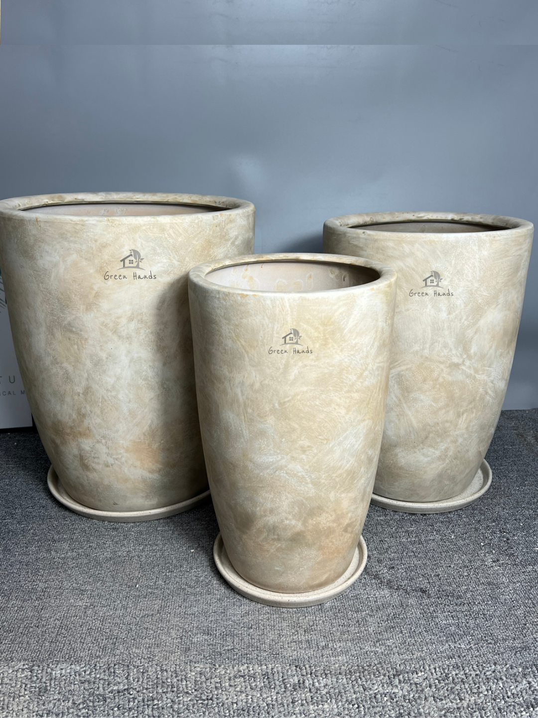 Elegant Egyptian Marble Slate Beige Ceramic Pots | Dubai & Abu Dhabi