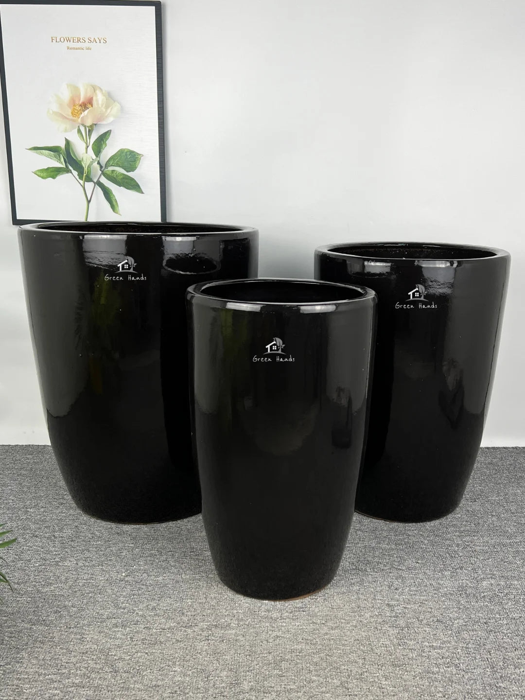 black plant pot Tall Black Ceramic Pots