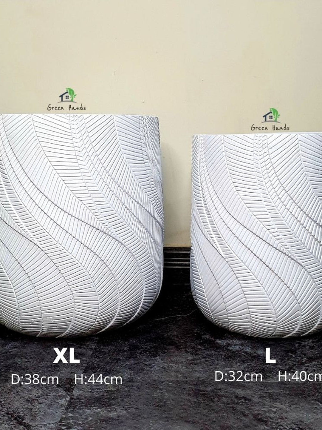 White Fiber Cement Planter | Leaf Pattern