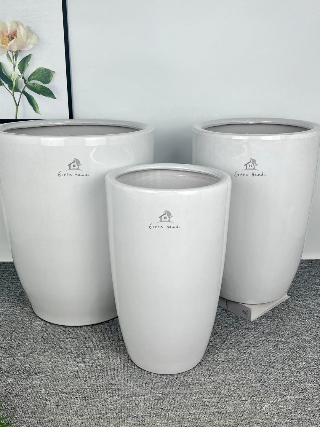 Best Value Tall Glossy White Ceramic Pots in UAE Green Hands