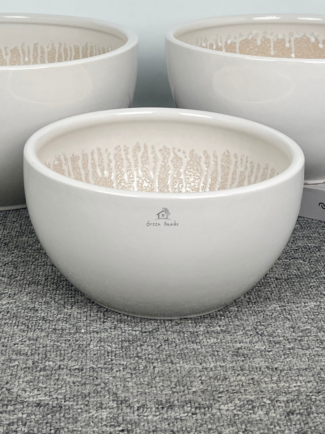 Bonsai-Style Flat Glossy White Ceramic Pots: Contemporary Decor for Offices & Homes in Dubai & Abu Dhabi | Perfect for Plants | Drain Holes and Base Plates