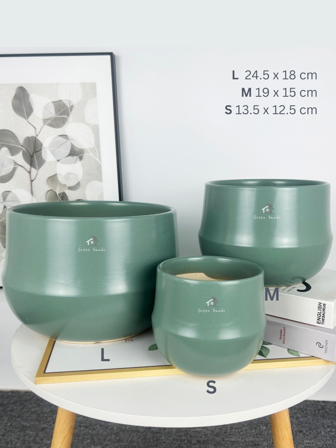 Elegant Jade Green Ceramic Pots: Modern Chic Décor for Desktop Plants | UAE's Finest in Dubai & Abu Dhabi set of 3