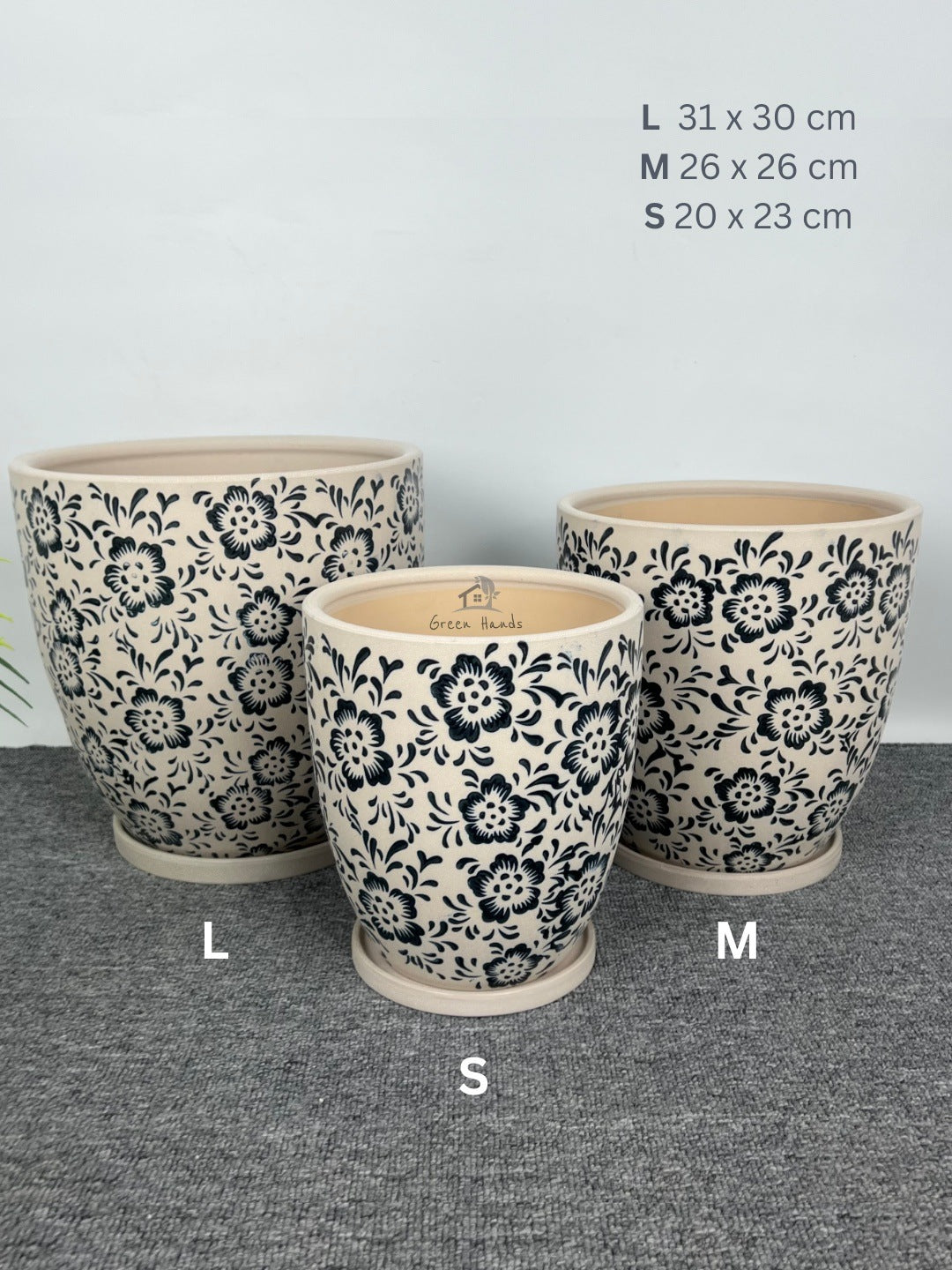 japanese ceramic plant pots Antique White and Blue Floral Ceramic Pots + Ceramic Plants – Green Hands