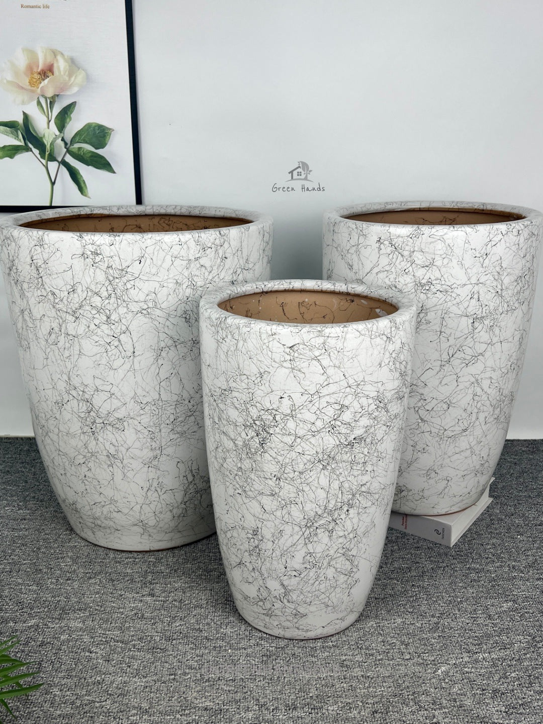 large marble plant pot indoor Best Value Tall Marble Ceramic Pots: Tall Elegance in UAE – Green Hands